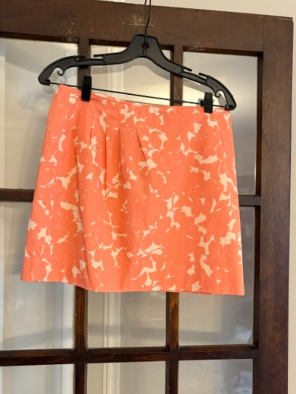 J.Crew Mini Skirt in Coral-Colored Floral Pattern, Size 6